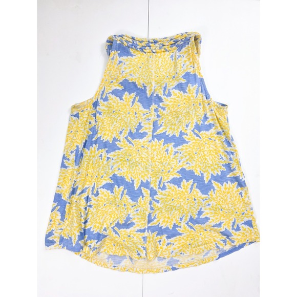 Crown‎ & Ivy Yellow Blue Floral Print Braided Neck Tank Top Women's Size Small - Picture 2 of 5